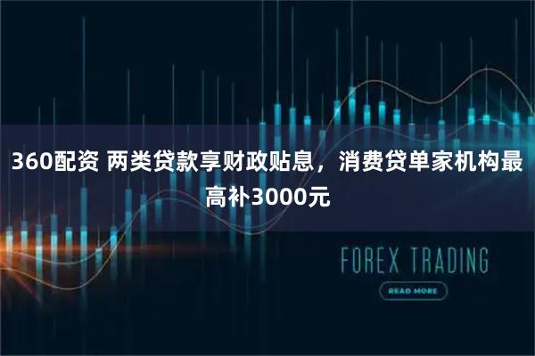360配资 两类贷款享财政贴息，消费贷单家机构最高补3000元